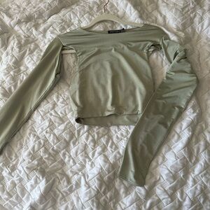 Nasty Gal Light Green Long Sleeve Top